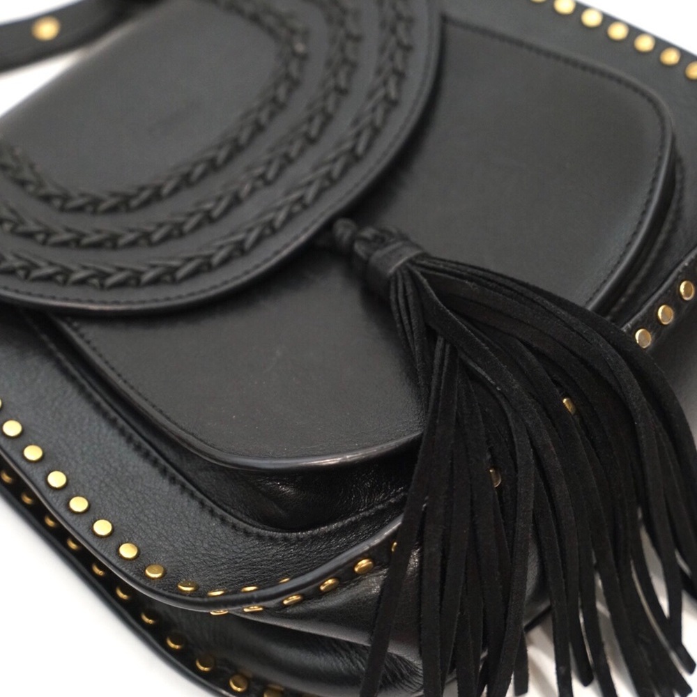 Chloe Hudson Calfskin Studded Black Crossbody Bag - Picture 3 of 8